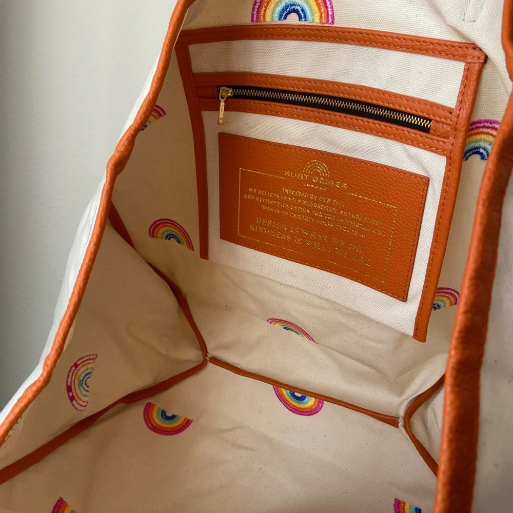 Kurt Geiger london rainbow print large cotton tote, new